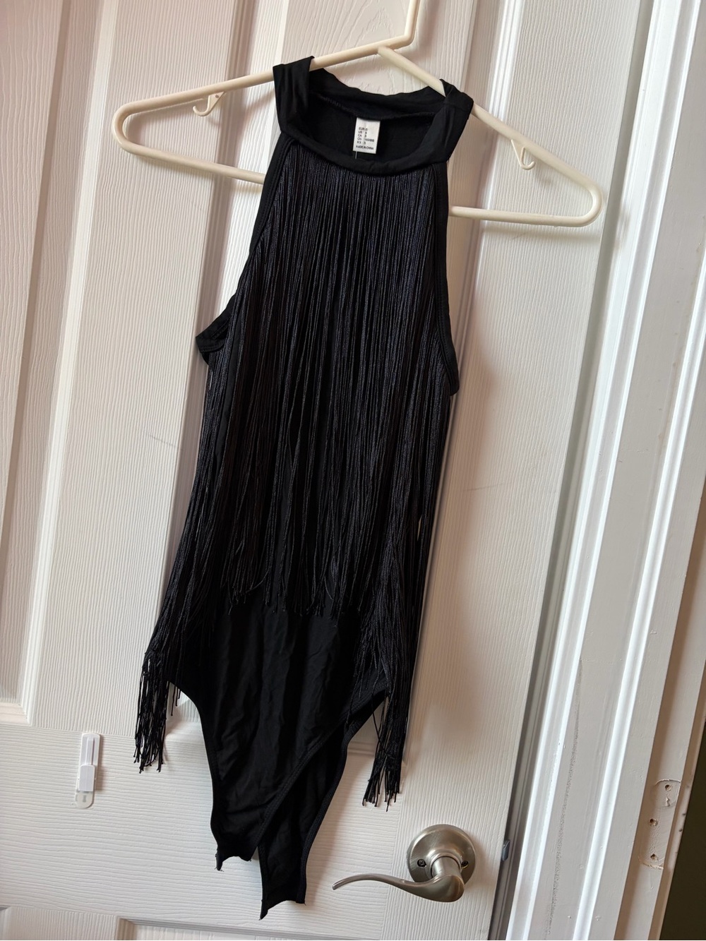 NWT Black Fringe Halter Bodysuit